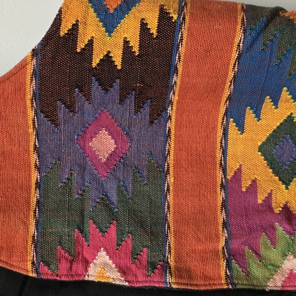 Vintage Southwestern Aztec Colorful Geometric Pattern Vest - Picture 3 of 5
